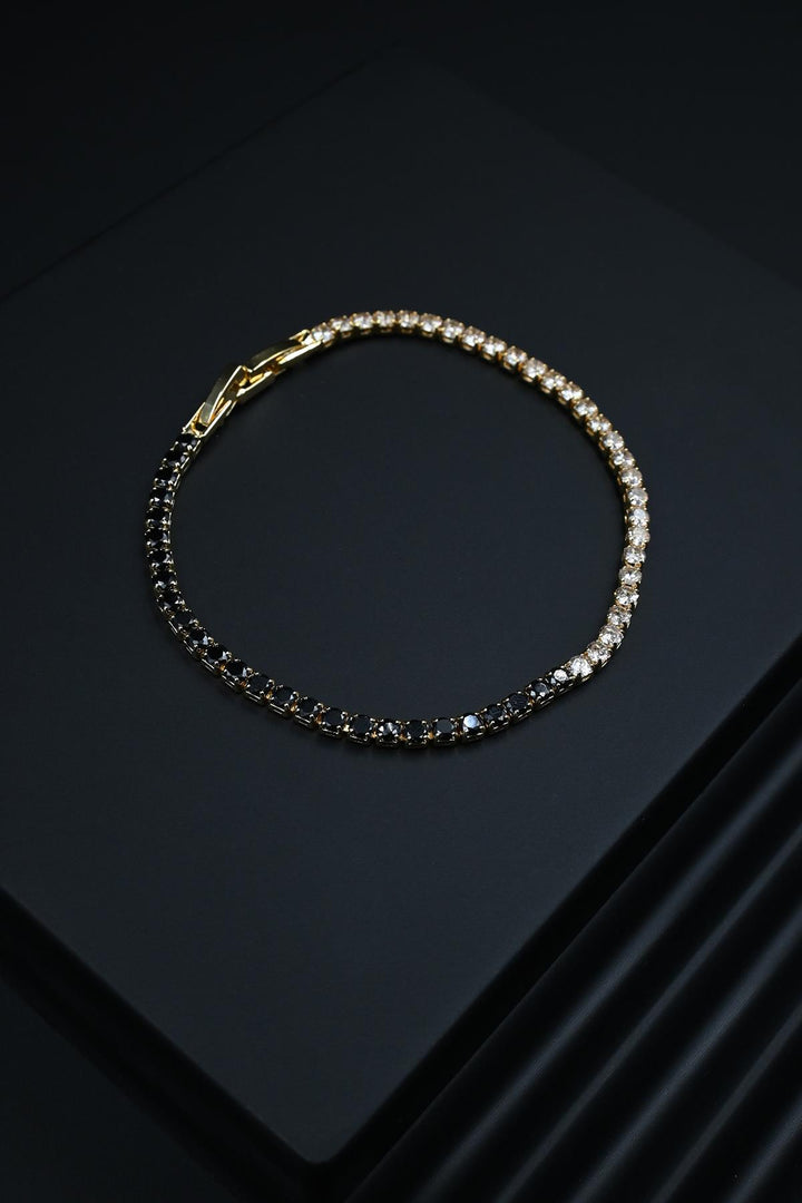 NVM FRNCH 3A Quality Zircon Stone Double Locked Black-White Color Tennis Men's Bracelet FRJ11512612-SGA - Lysychansk