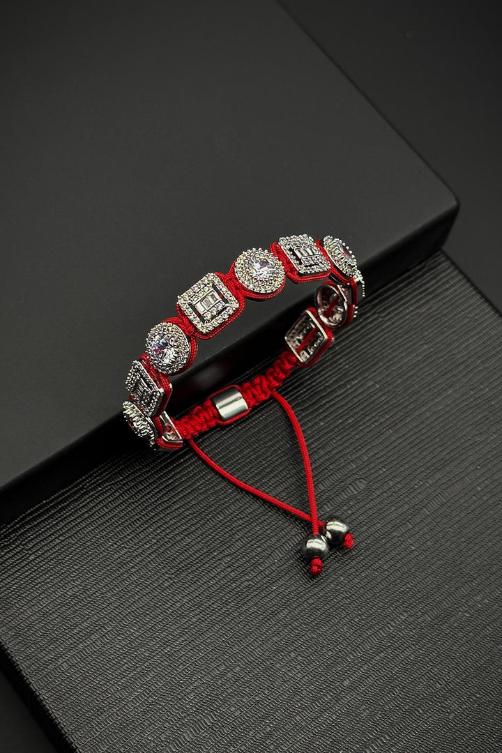 NVM FRNCH 3A Quality Red Color Adjustable Men's Bracelet with Zircon Stone FRJ11723823-K - Halesowen
