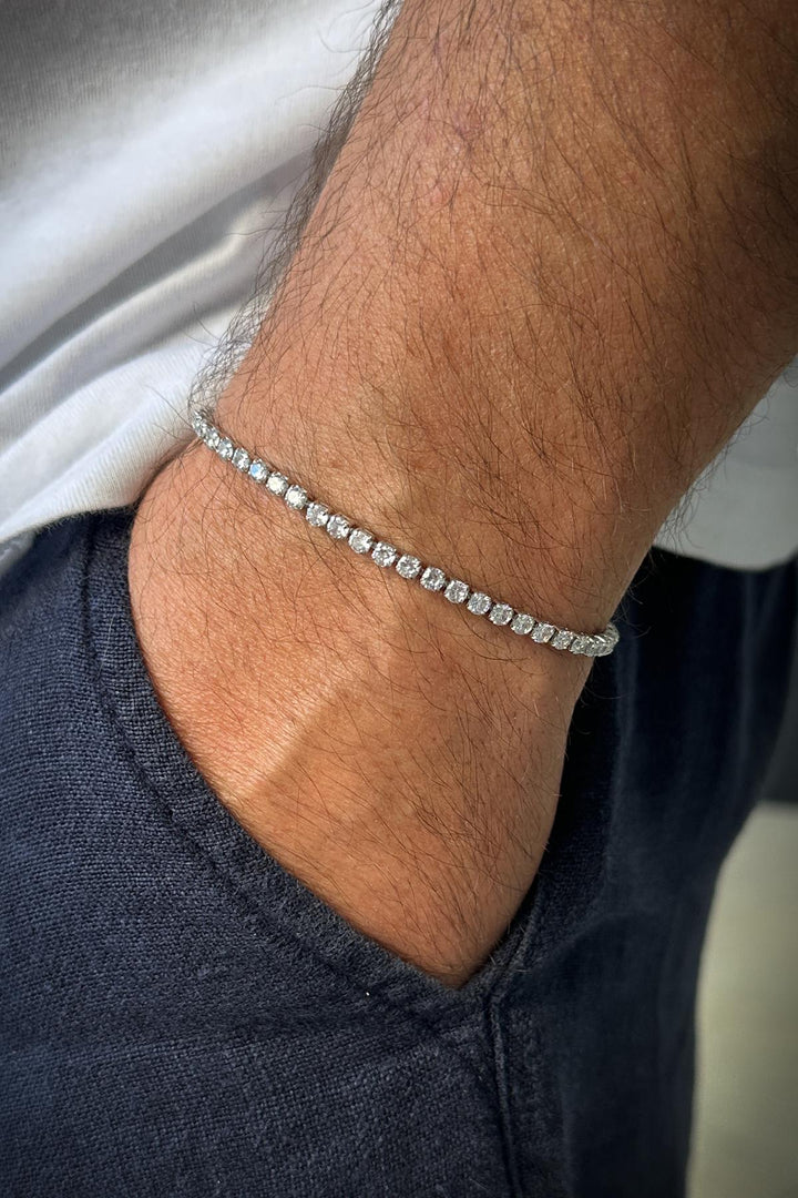 NVM FRNCH 3MM White Color Tennis Men's Bracelet with Zircon Stone FRJ12204-3204-A - Ocoyoacac