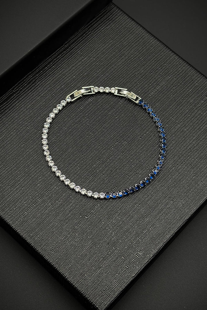 NVM FRNCH 3MM Zircon Stone Blue-White Color Tennis Men's Bracelet FRJ12204-3204-LA - Hacienda Heights