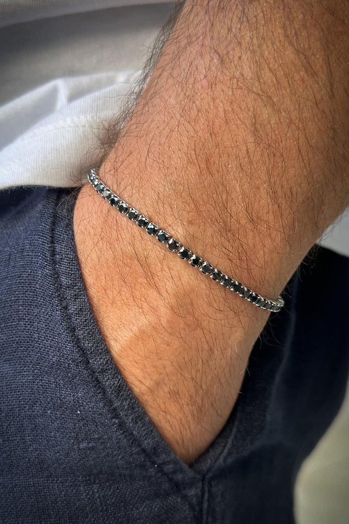 NVM FRNCH 3MM Black Color Tennis Men's Bracelet with Zircon Stone FRJ12204-3204-S - Bettendorf