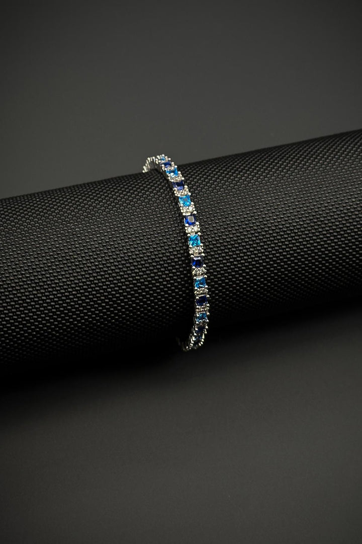 NVM FRNCH 925 Sterling Silver 3MM Mixed Color Zircon Stone Men's Bracelet FRJ12344-3344-CK2 - Mollet