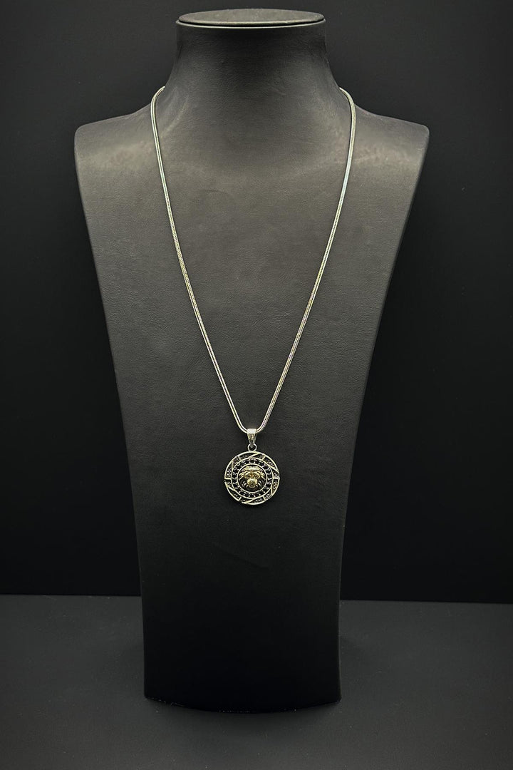 NVM FRNCH 925 Sterling Silver Lion Figured Zircon Stone Silver Color Men's Necklace FRJ30683-783-SG - Hof