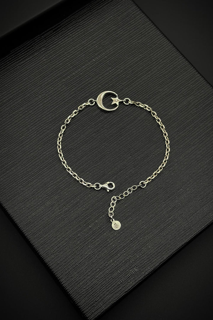 NVM FRNCH 925 Sterling Silver Moon-Star Figured Silver Color Men's Bracelet FRJ12094-3094-A - Rimini