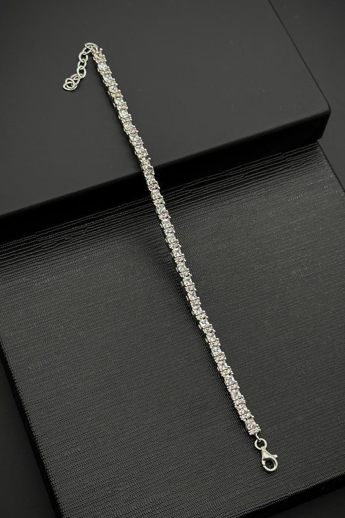 NVM FRNCH 925 Sterling Silver White Zircon Stone Tennis Men's Bracelet FRJ12337-3337-A - Vaslui