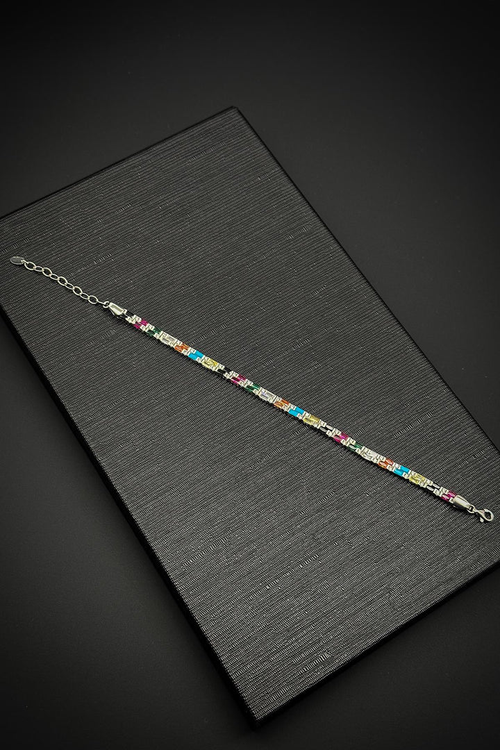 NVM FRNCH 925 Sterling Silver Multi-Color Zircon Stone Tennis Men's Bracelet FRJ11908-2008-CK - Schweinfurt
