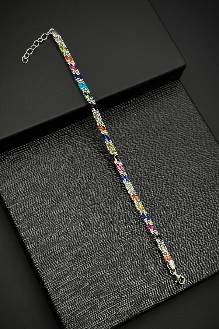 NVM FRNCH 925 Sterling Silver Multi-Color Zircon Stone Tennis Men's Bracelet FRJ11908-2008-CK2 - Puerto Peñasco
