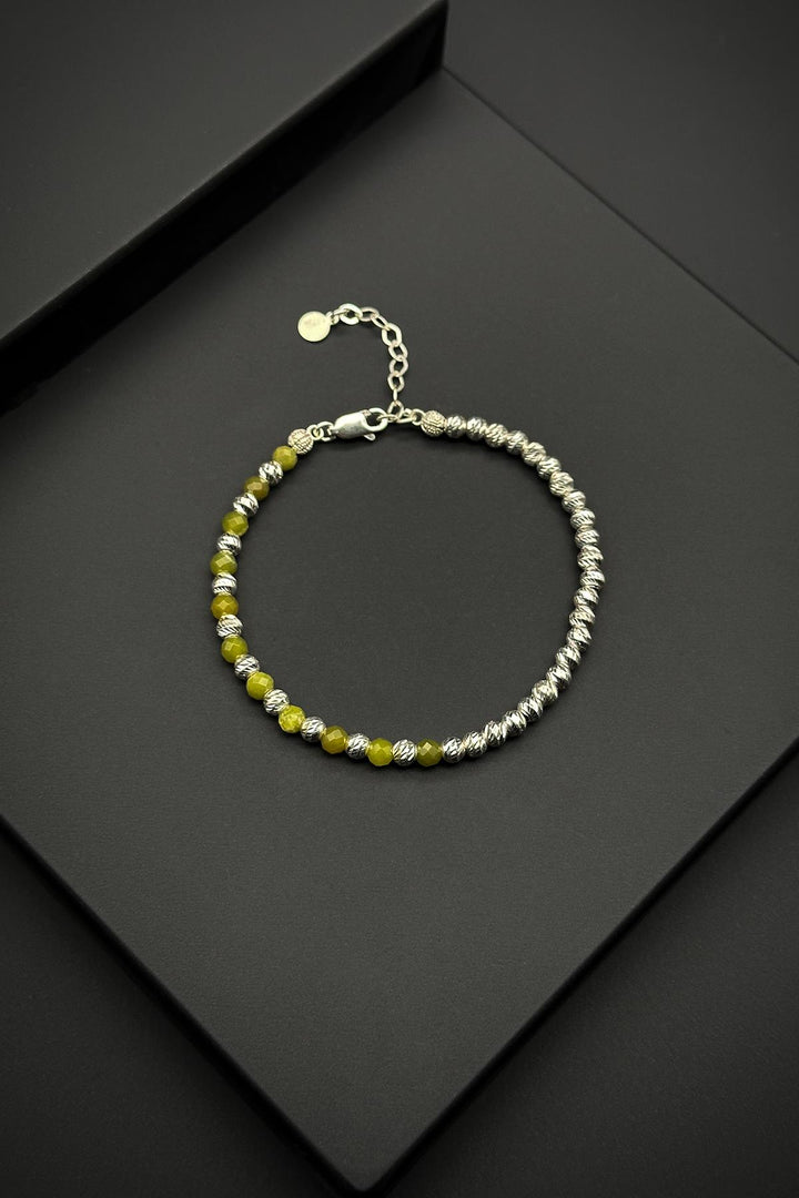 NVM FRNCH 925 Sterling Silver Dorika and Jade Natural Stone Green Color Men's Bracelet FRJ11978-2078-Y - Bury Saint Edmunds