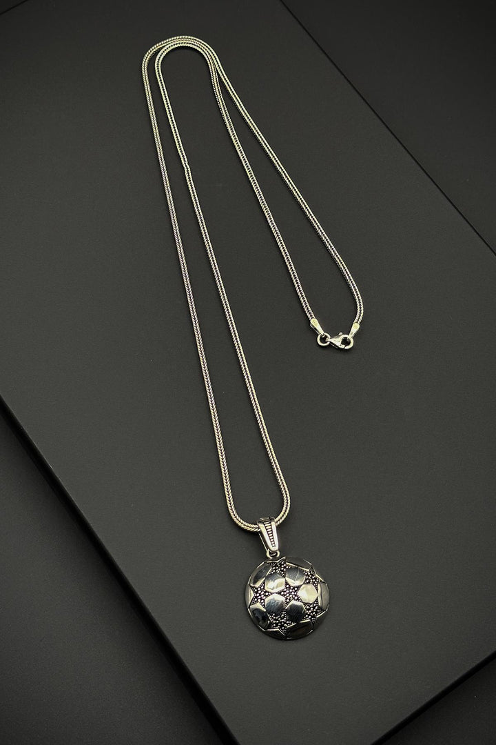 NVM FRNCH 925 Sterling Silver Football Pendant Silver Color Men's Necklace FRJ30690-790-A - Kidderminster
