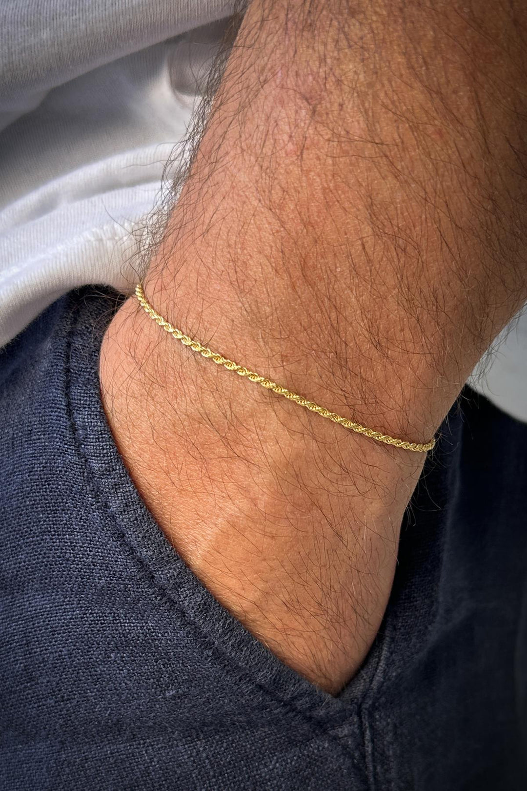 NVM FRNCH 925 Sterling Silver Italian Model Gold Color Men's Bracelet FRJ12195-3195-G - Laval