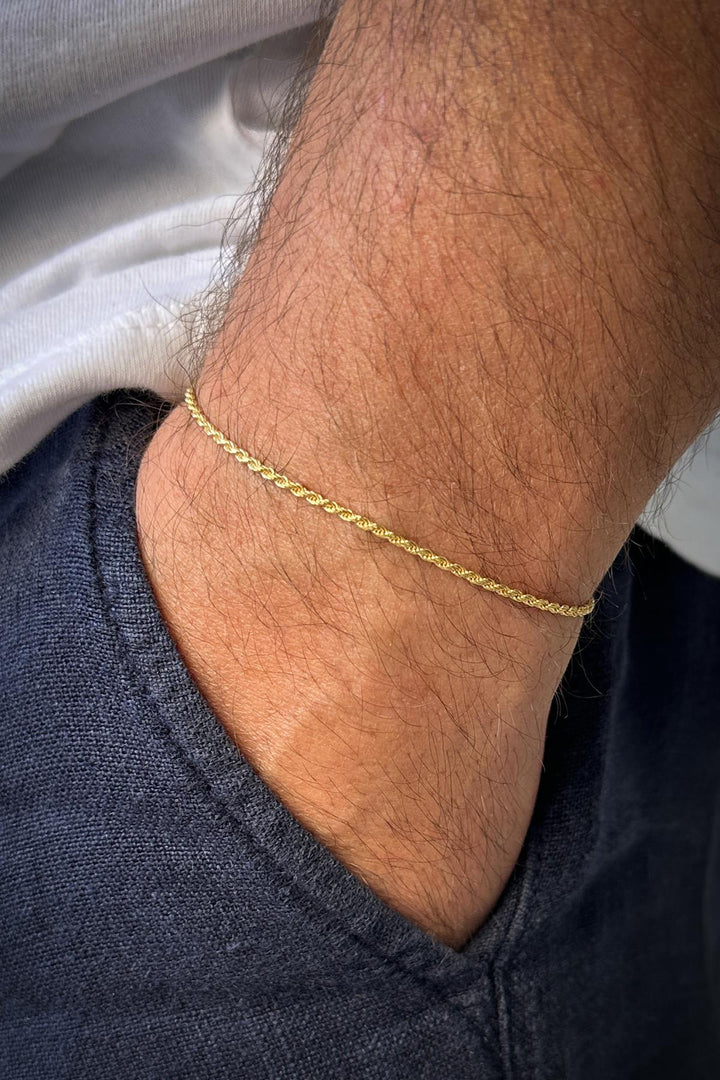 NVM FRNCH 925 Sterling Silver Italian Model Gold Color Men's Bracelet FRJ12195-3195-G - Laval
