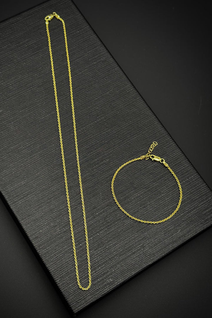 NVM FRNCH 925 Sterling Silver Italian Style Gold Color Men's Bracelet/Necklace Set FRJ12206-3206-G - Getafe