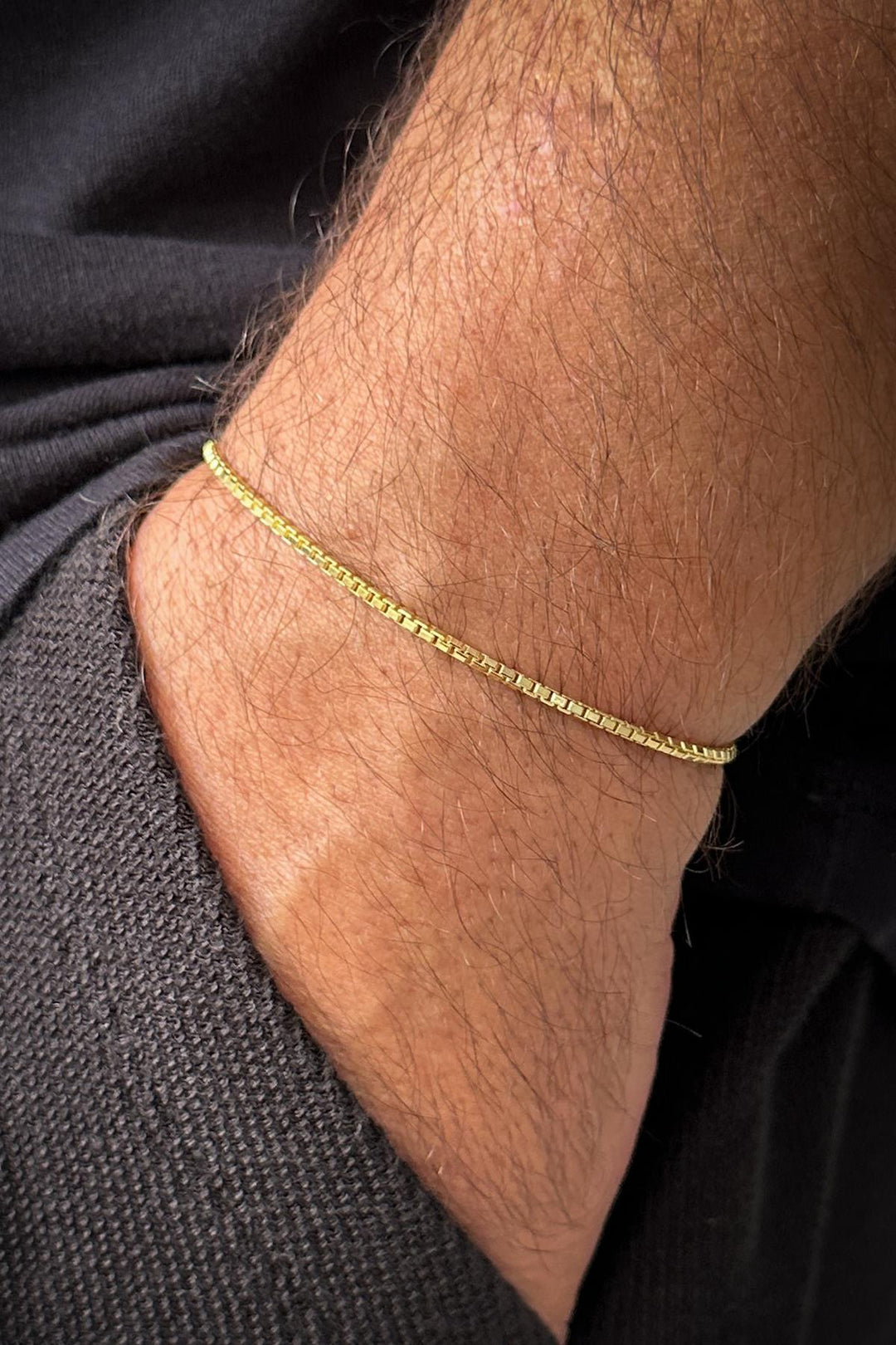 NVM FRNCH 925 Sterling Silver Italian Model Gold Color Men's Bracelet/Necklace Set FRJ12326-3326-G - Sevastopol