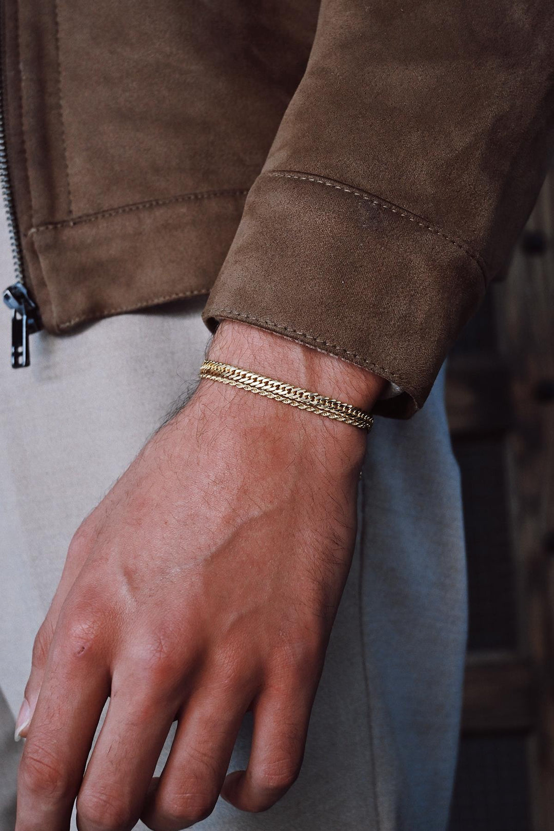 NVM FRNCH 925 Sterling Silver Italian Model Gold Color Men's Bracelet Set FRJ12357-3357-G - Ciudad Lázaro Cárdenas