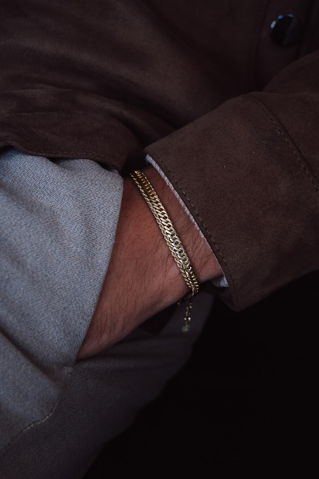 NVM FRNCH 925 Sterling Silver Italian Model Gold Color Men's Bracelet Set FRJ12357-3357-G - Ciudad Lázaro Cárdenas