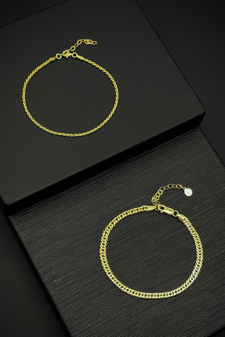 NVM FRNCH 925 Sterling Silver Italian Model Gold Color Men's Bracelet Set FRJ12357-3357-G - Ciudad Lázaro Cárdenas