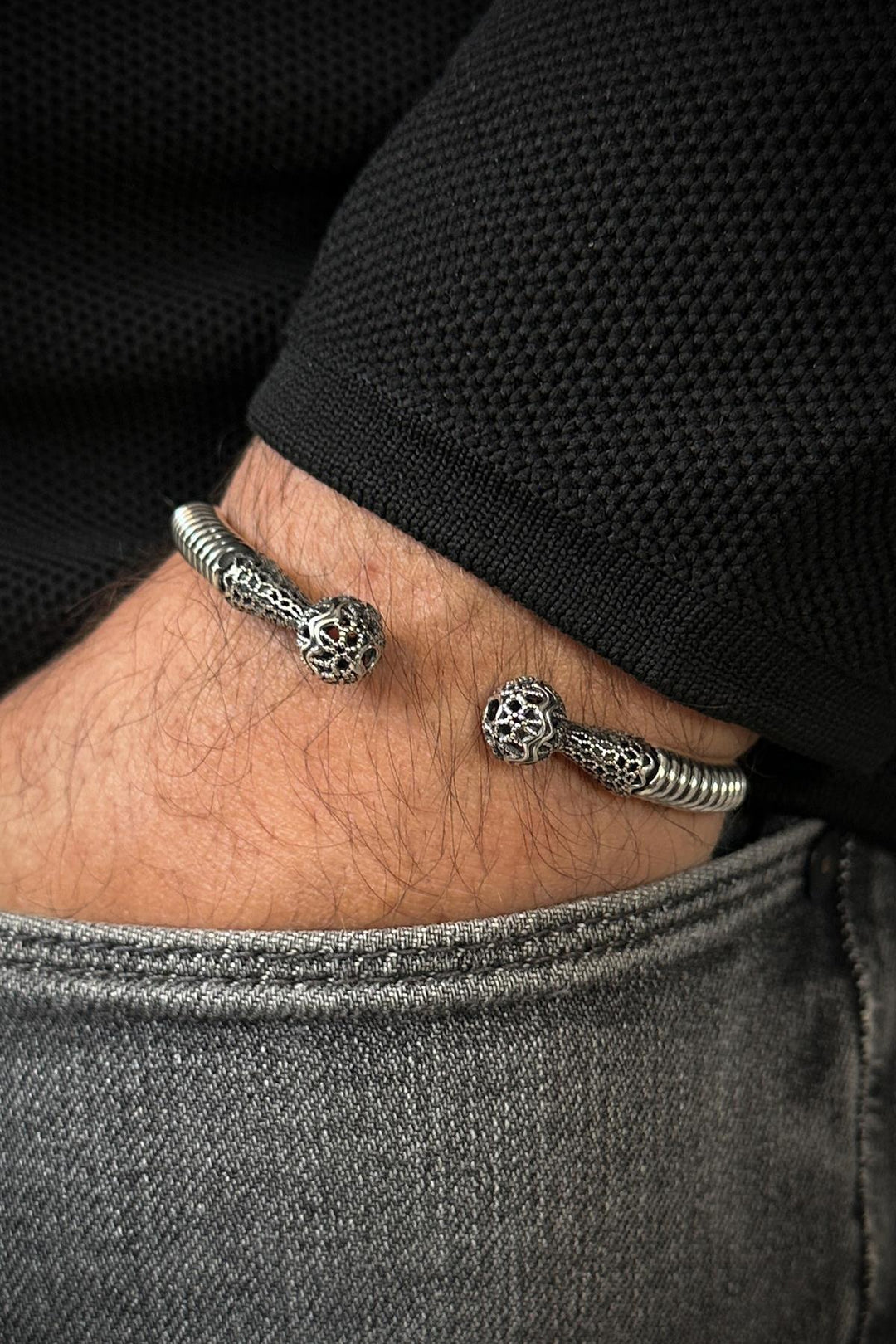 NVM FRNCH 925 Sterling Silver Italian Model Double-Sided Silver Color Men's Bracelet FRJ12364-3364-A - Bornheim