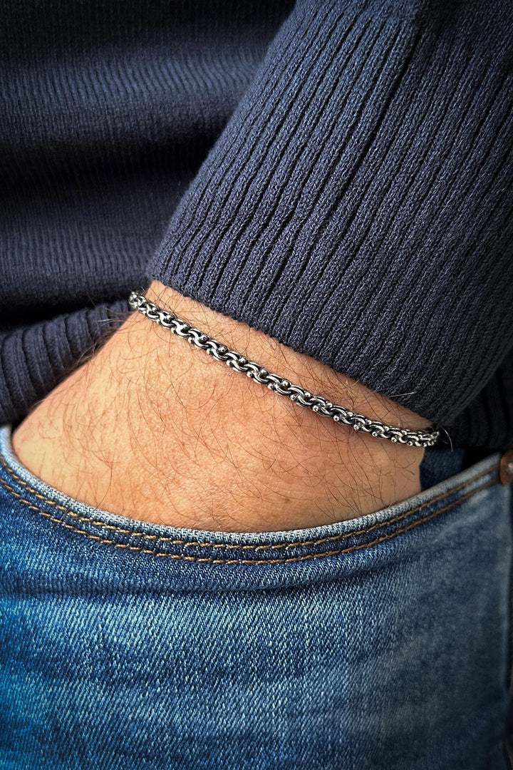 NVM FRNCH 925 Sterling Silver Italian Model Silver Color Men's Bracelet FRJ12074-3074-A - Welland