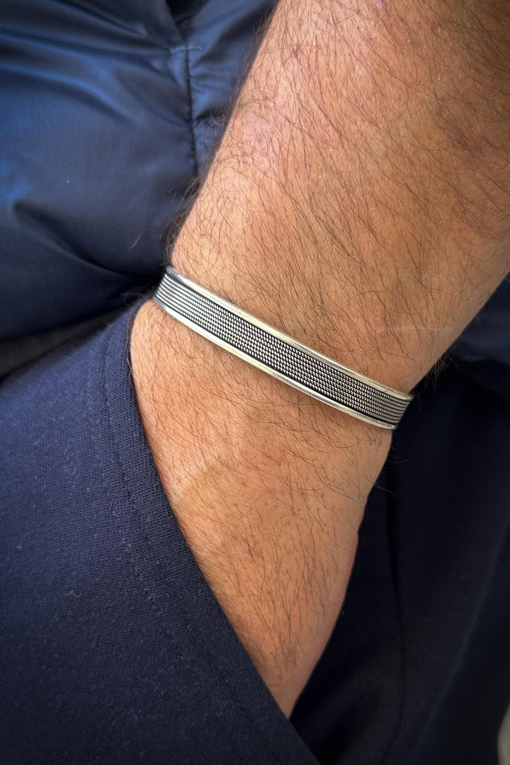 NVM FRNCH 925 Sterling Silver Italian Model Silver Color Men's Bracelet FRJ12170-3170-A - Kutaisi