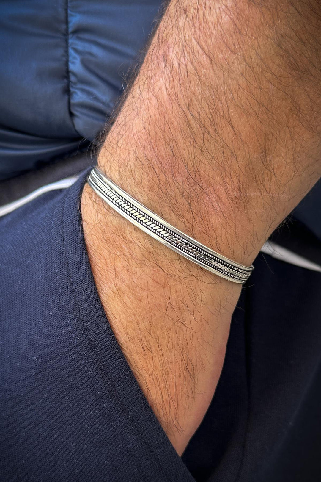 NVM FRNCH 925 Sterling Silver Italian Model Silver Color Men's Bracelet FRJ12170-3170-A2 - Lincoln
