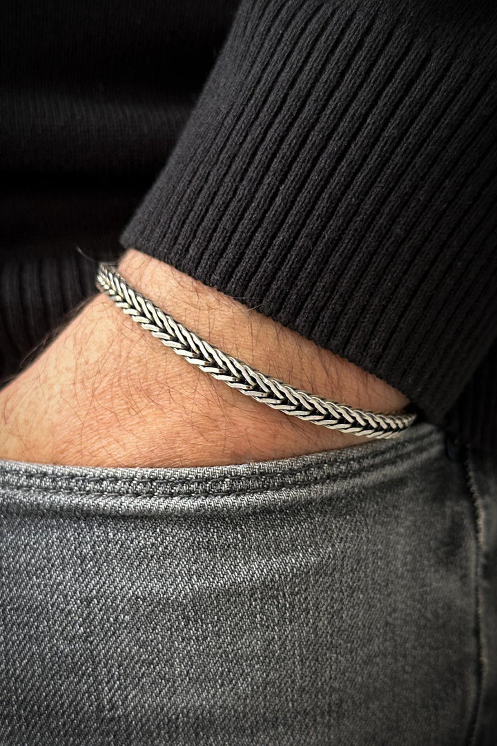 NVM FRNCH 925 Sterling Silver Italian Model Silver Color Men's Bracelet FRJ12173-3173-A - Sama