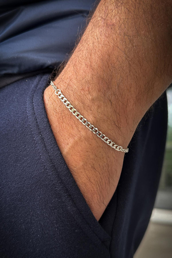 NVM FRNCH 925 Sterling Silver Italian Model Silver Color Men's Bracelet FRJ12184-3184-A - Caldwell