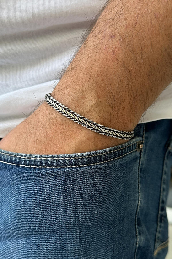 NVM FRNCH 925 Sterling Silver Italian Model Silver Color Men's Bracelet FRJ12211-3211-A - Mansfield