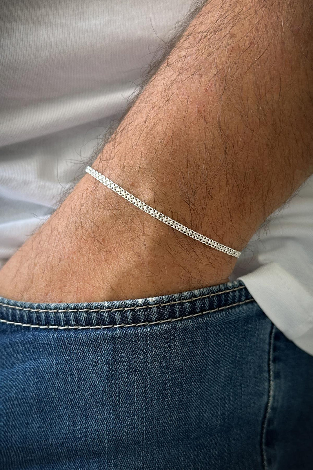 NVM FRNCH 925 Sterling Silver Italian Model Silver Color Men's Bracelet FRJ12215-3215-A - Wolfsburg