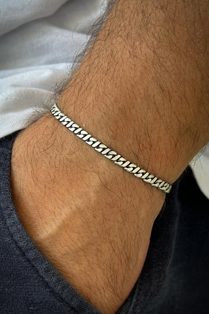 NVM FRNCH 925 Sterling Silver Italian Model Silver Color Men's Bracelet FRJ12246-3246-A - Mount Prospect