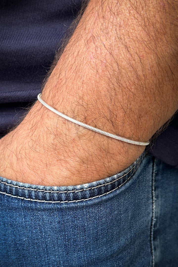 NVM FRNCH 925 Sterling Silver Italian Model Silver Color Men's Bracelet FRJ12257-3257-A - Simferopol