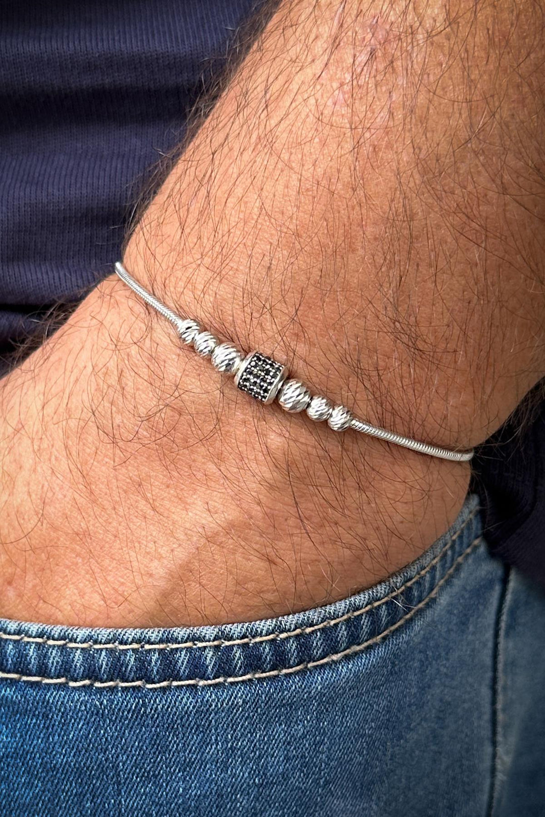 NVM FRNCH 925 Sterling Silver Italian Model Silver Color Men's Bracelet FRJ12329-3329-A - Barletta