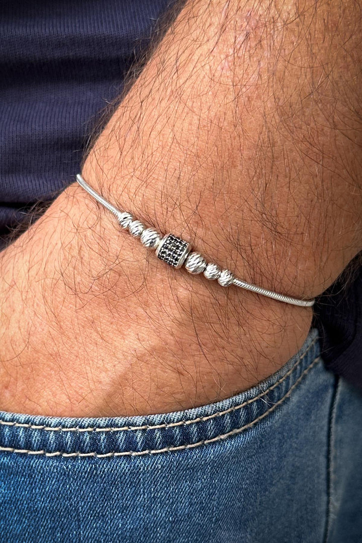 NVM FRNCH 925 Sterling Silver Italian Model Silver Color Men's Bracelet FRJ12329-3329-A - Barletta