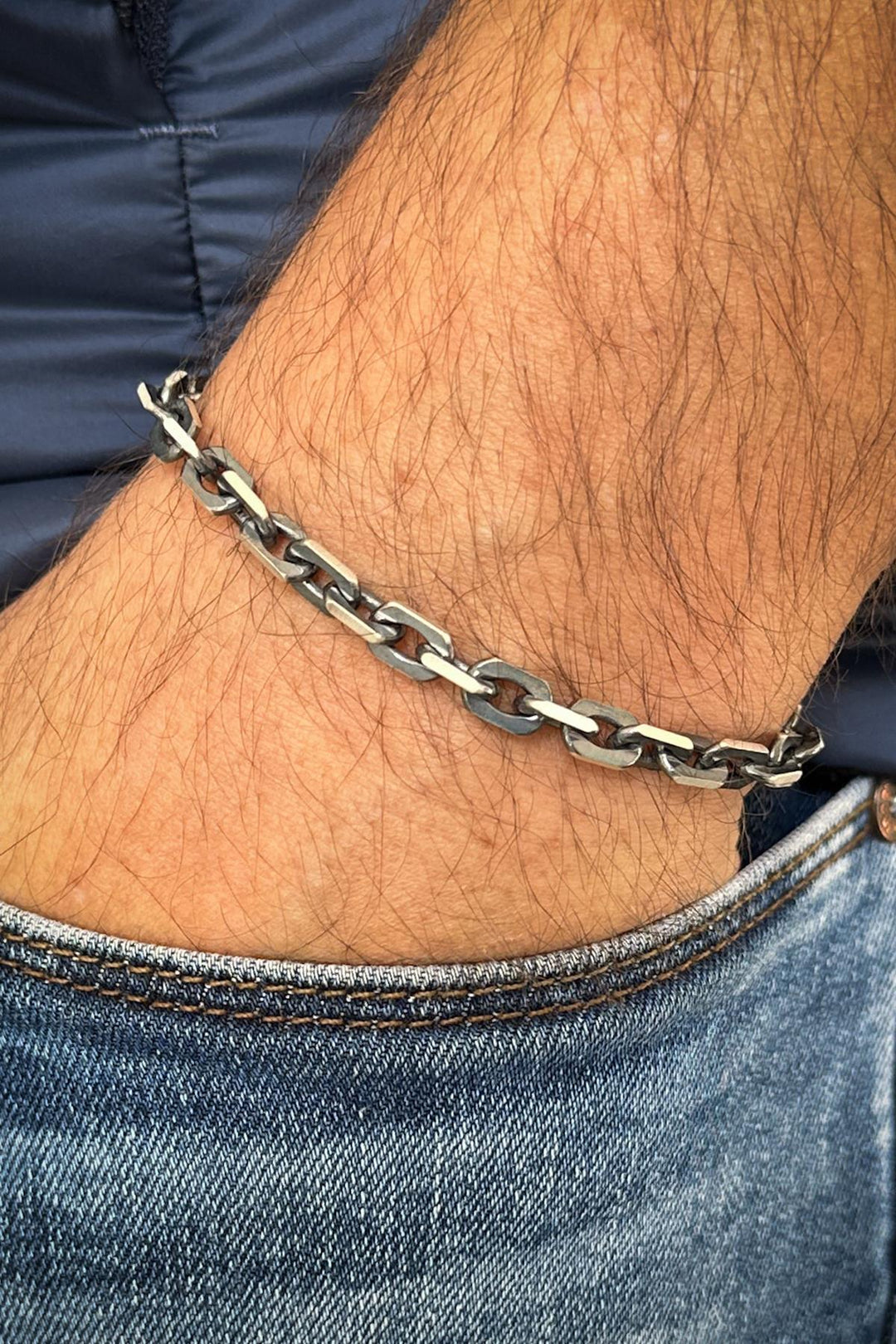 NVM FRNCH 925 Sterling Silver Italian Model Silver Color Men's Bracelet FRJ12342-3342-A - Alcobaça