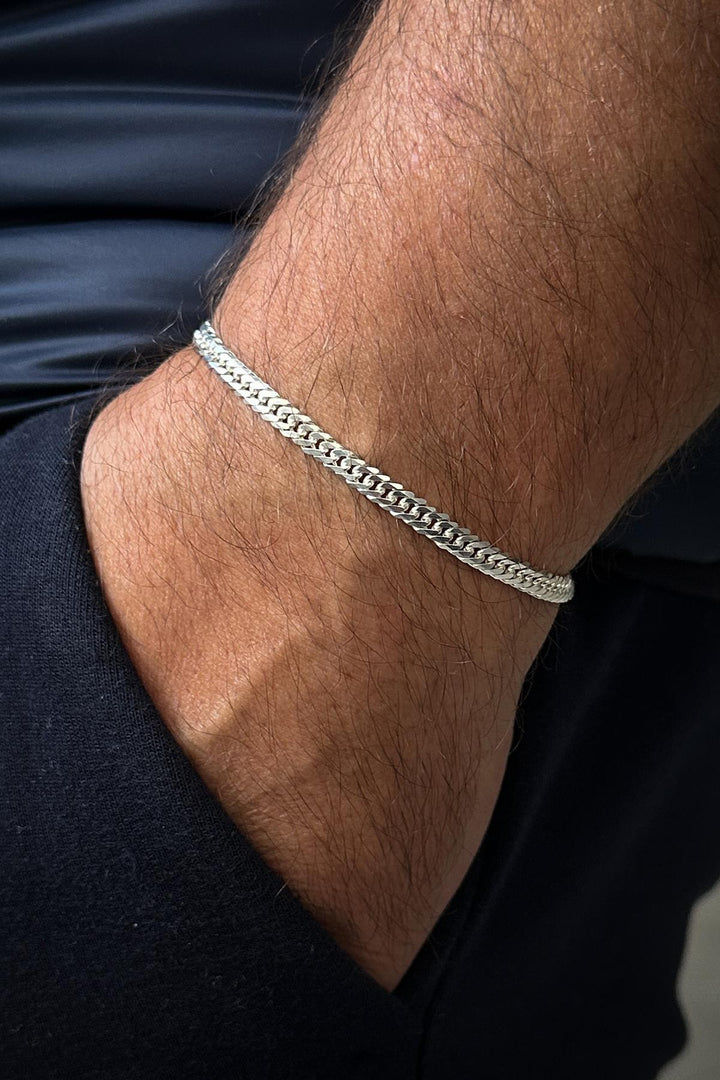 NVM FRNCH 925 Sterling Silver Italian Model Silver Color Men's Bracelet FRJ12345-3345-A - Pueblo