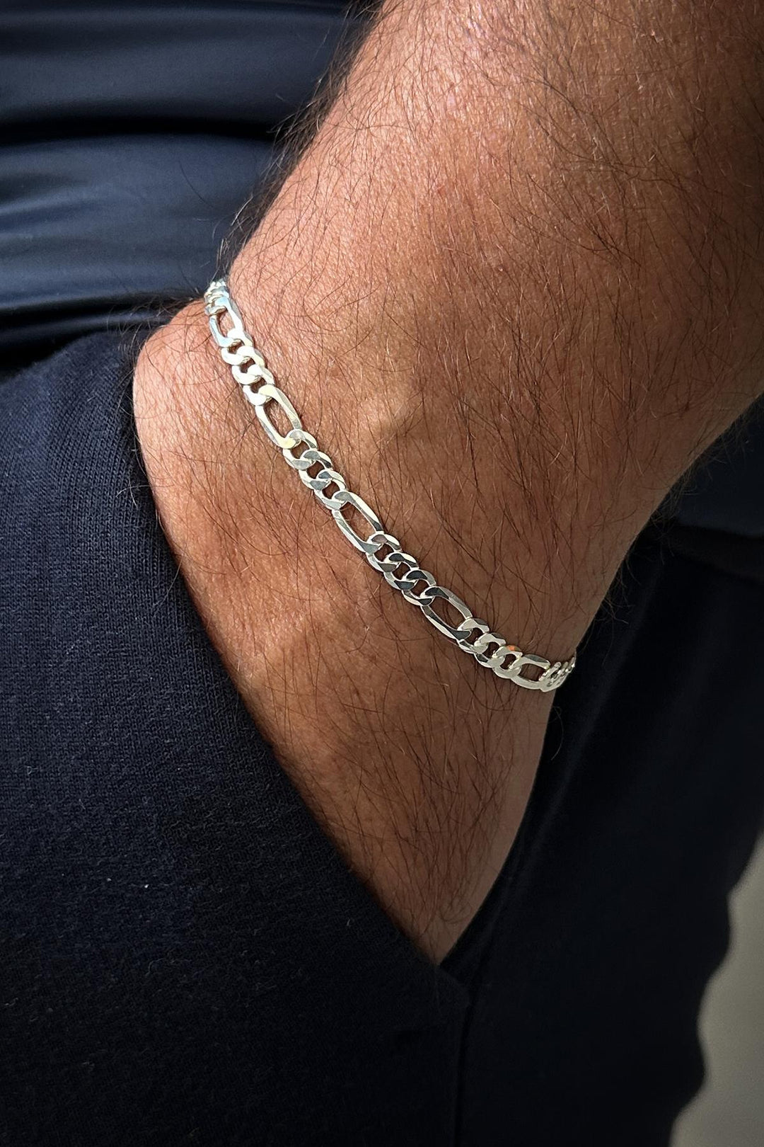 NVM FRNCH 925 Sterling Silver Italian Style Silver Color Men's Bracelet FRJ12346-3346-A - Forest