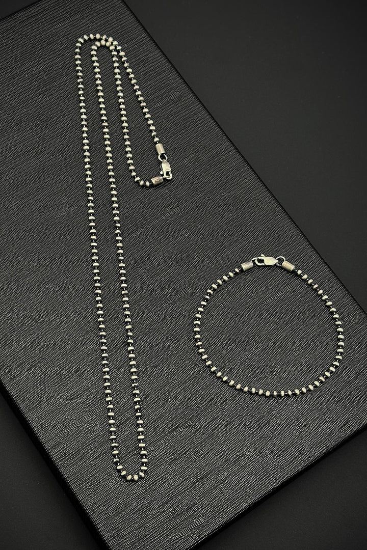 NVM FRNCH 925 Sterling Silver Italian Style Silver Color Men's Bracelet/Necklace Set FRJ12178-3178-A - Vich