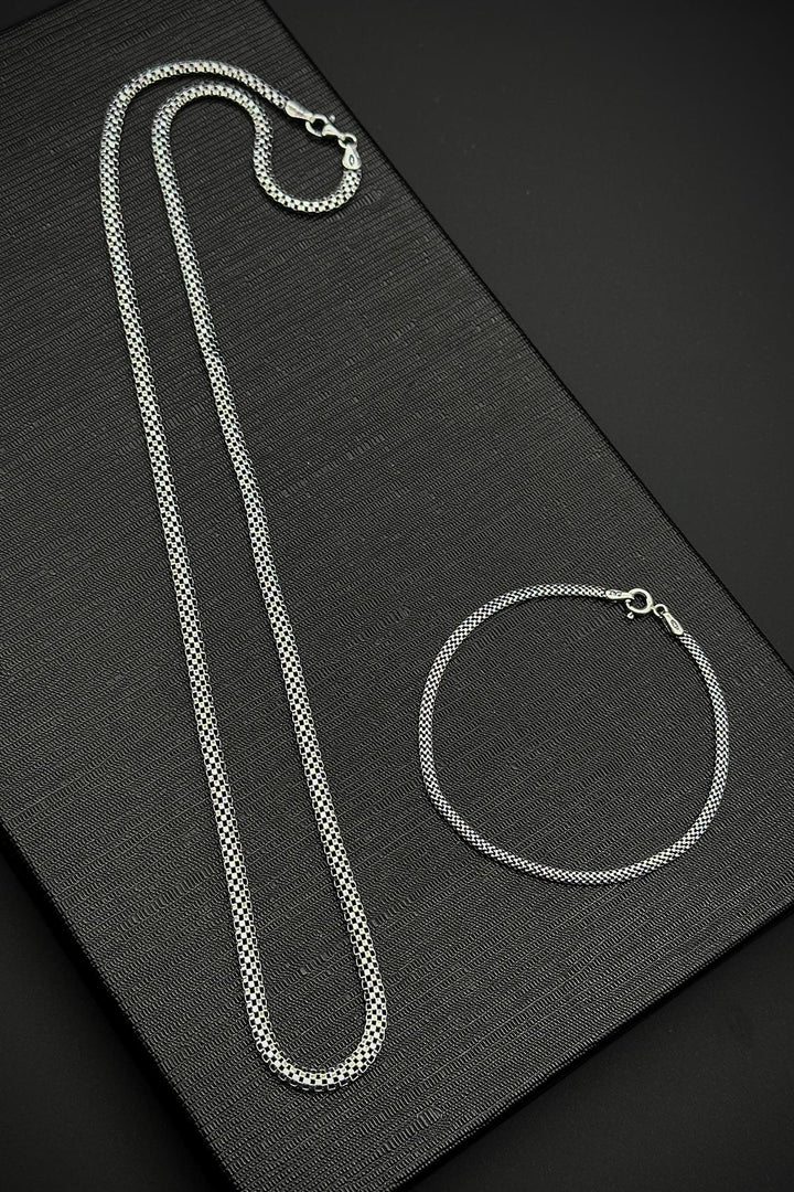 NVM FRNCH 925 Sterling Silver Italian Model Silver Color Men's Bracelet/Necklace Set FRJ12219-3219-A - Ocala