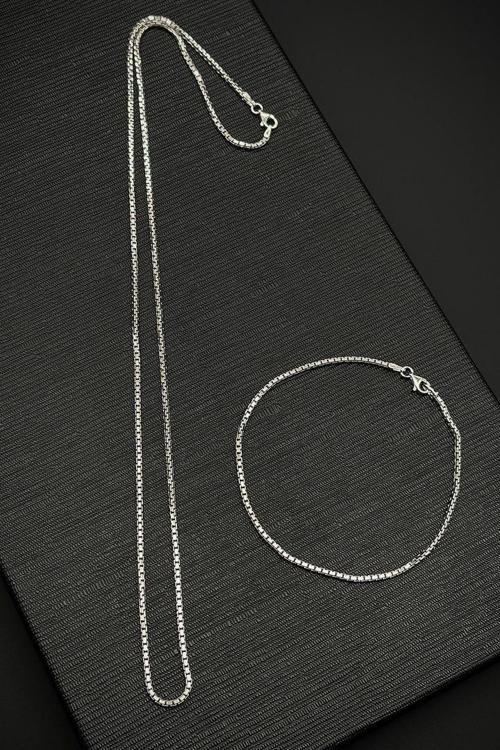 NVM FRNCH 925 Sterling Silver Italian Style Silver Color Men's Bracelet/Necklace Set FRJ12326-3326-A - Southampton