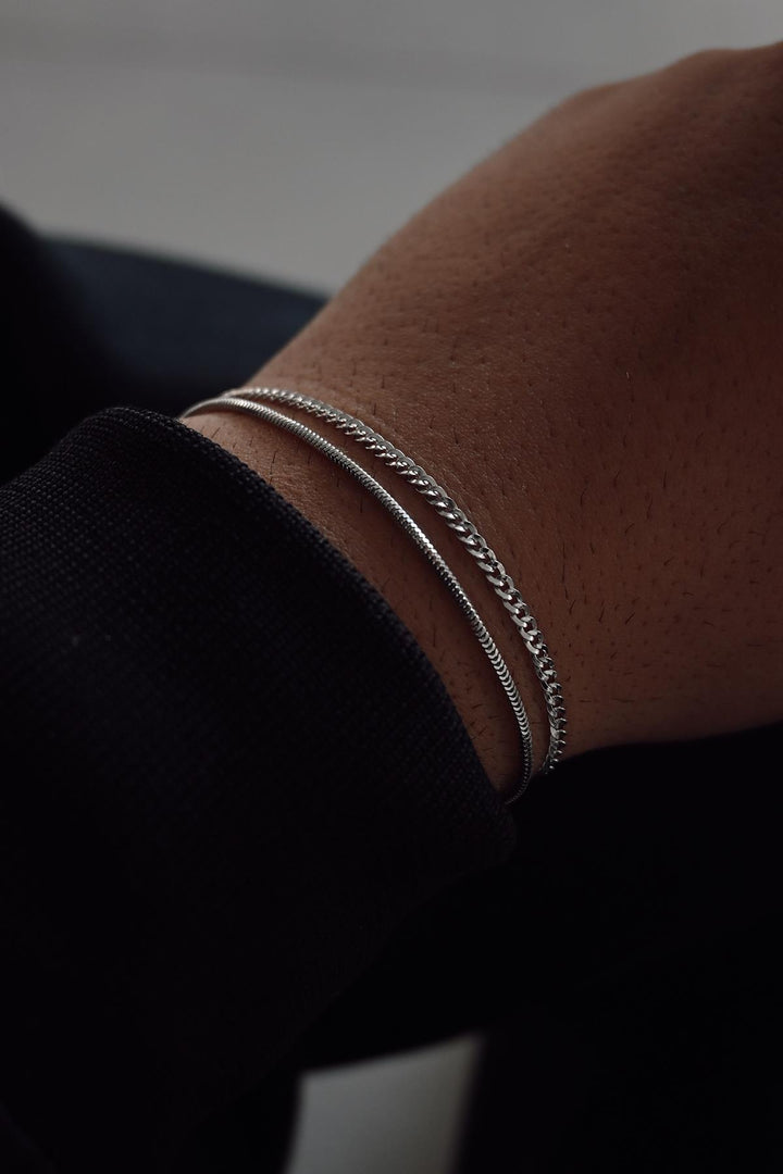 NVM FRNCH 925 Sterling Silver Italian Model Silver Color Men's Bracelet Set FRJ12352-3352-A - Colonia del Sol