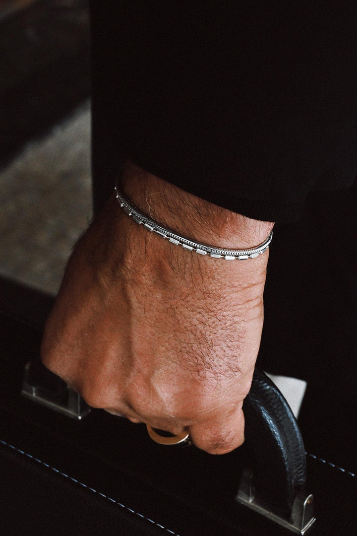 NVM FRNCH 925 Sterling Silver Italian Model Silver Color Men's Bracelet Set FRJ12366-3366-A - Sambir