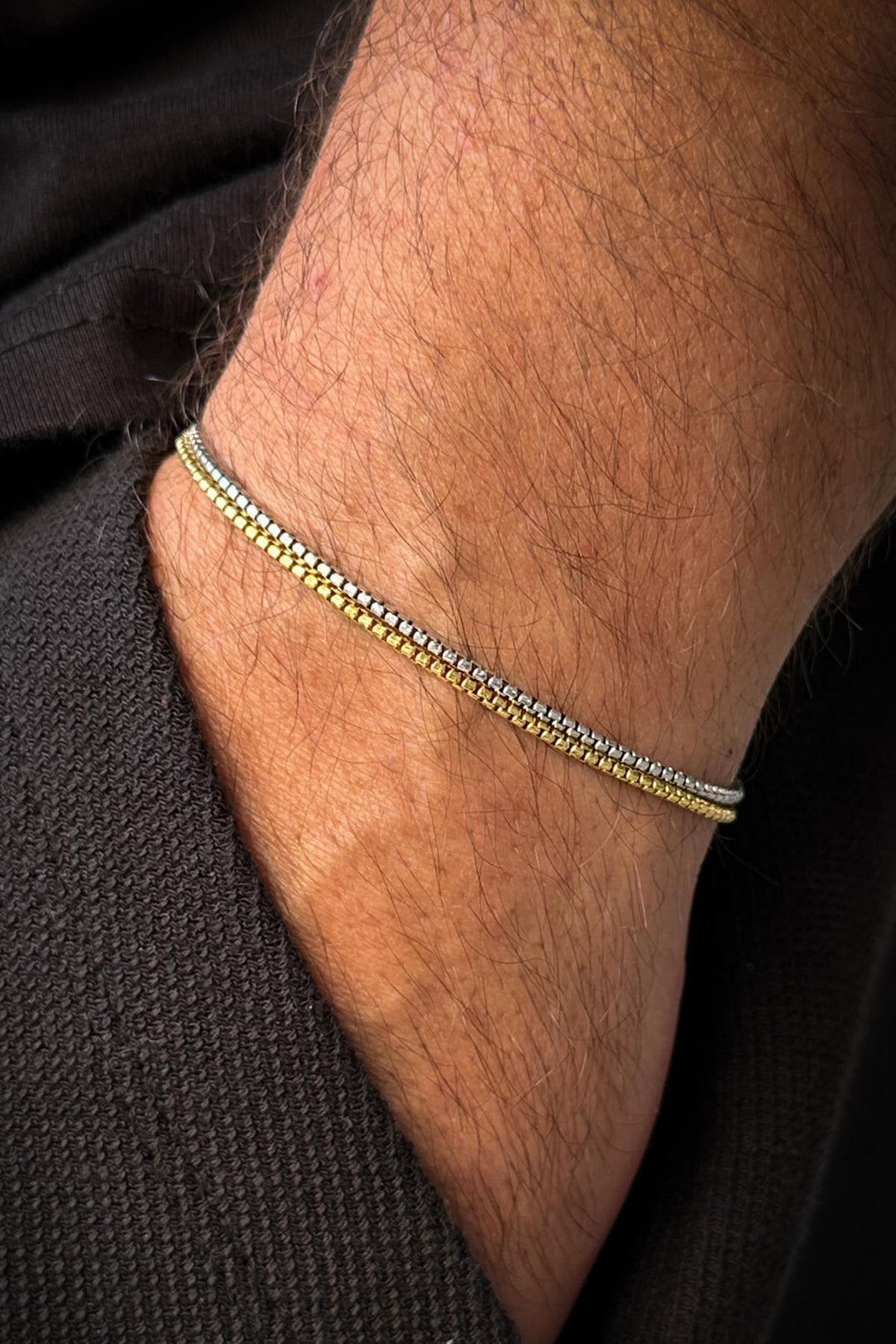 NVM FRNCH 925 Sterling Silver Italian Model Silver and Gold Color Men's Bracelet Set FRJ12248-3248-AG - Ciudad Real