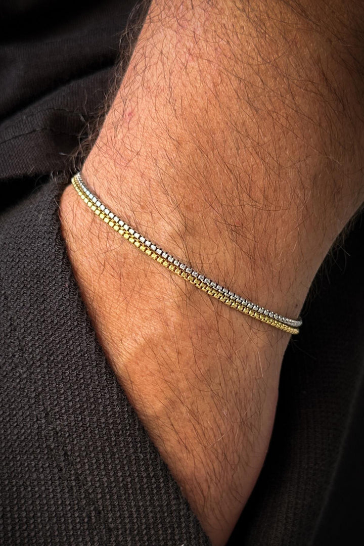 NVM FRNCH 925 Sterling Silver Italian Model Silver and Gold Color Men's Bracelet Set FRJ12248-3248-AG - Ciudad Real