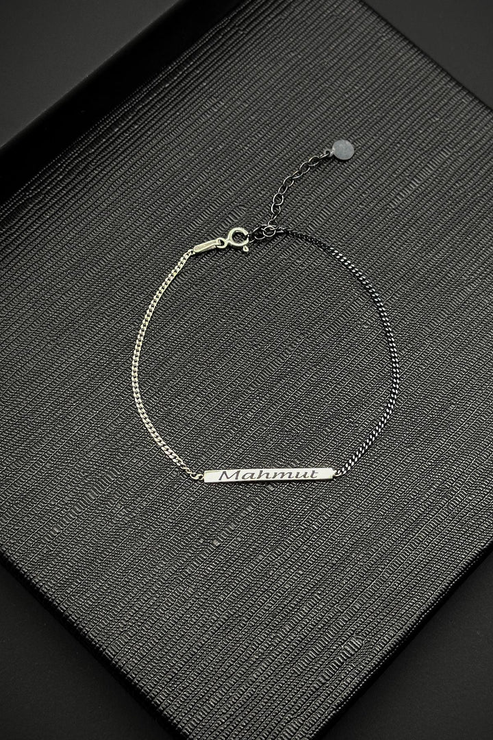 NVM FRNCH 925 Sterling Silver Italian Model Men's Bracelet with Personalized Name FRJ12207-3207-AB2 - Bergamo