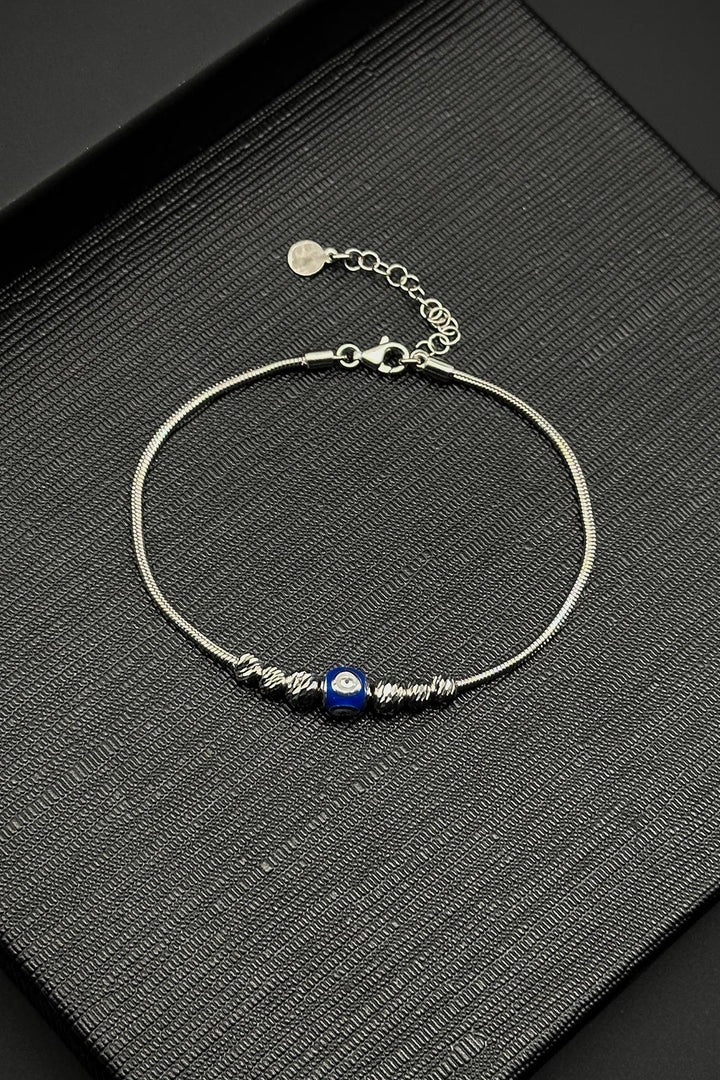 NVM FRNCH 925 Sterling Silver Italian Model Navy Blue Color Men's Bracelet FRJ12329-3329-LA - Hrodna