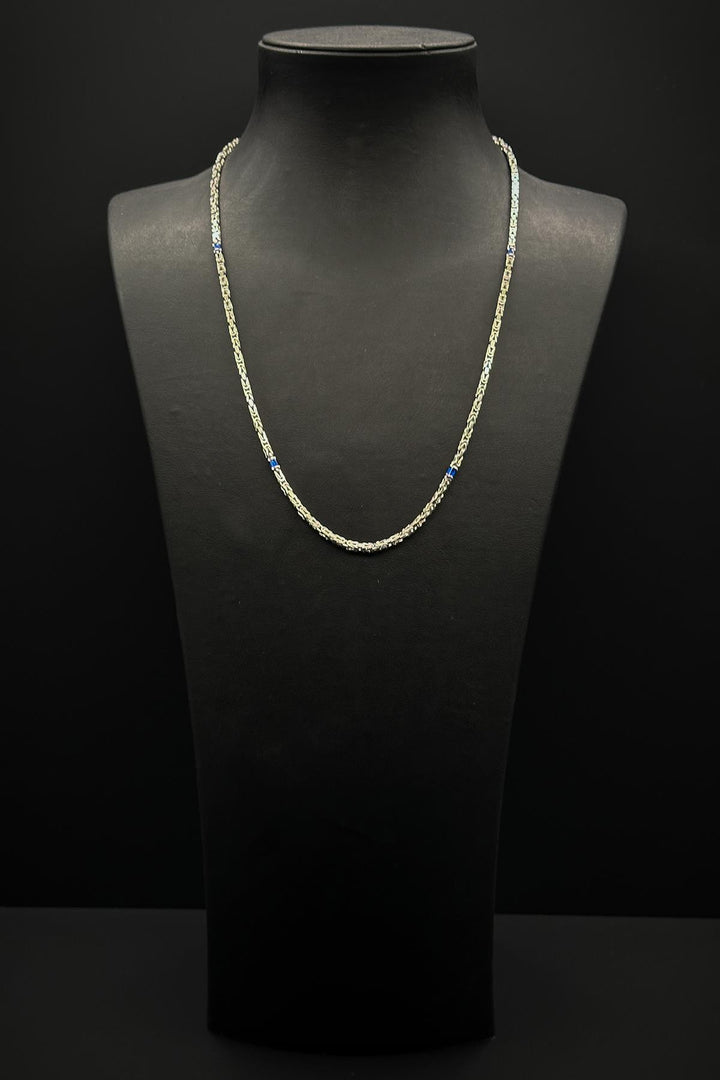 NVM FRNCH 925 Sterling Silver Italian Model Navy Blue Zircon Stone Silver Color Men's Necklace FRJ30800-900-L - New Tecumseth