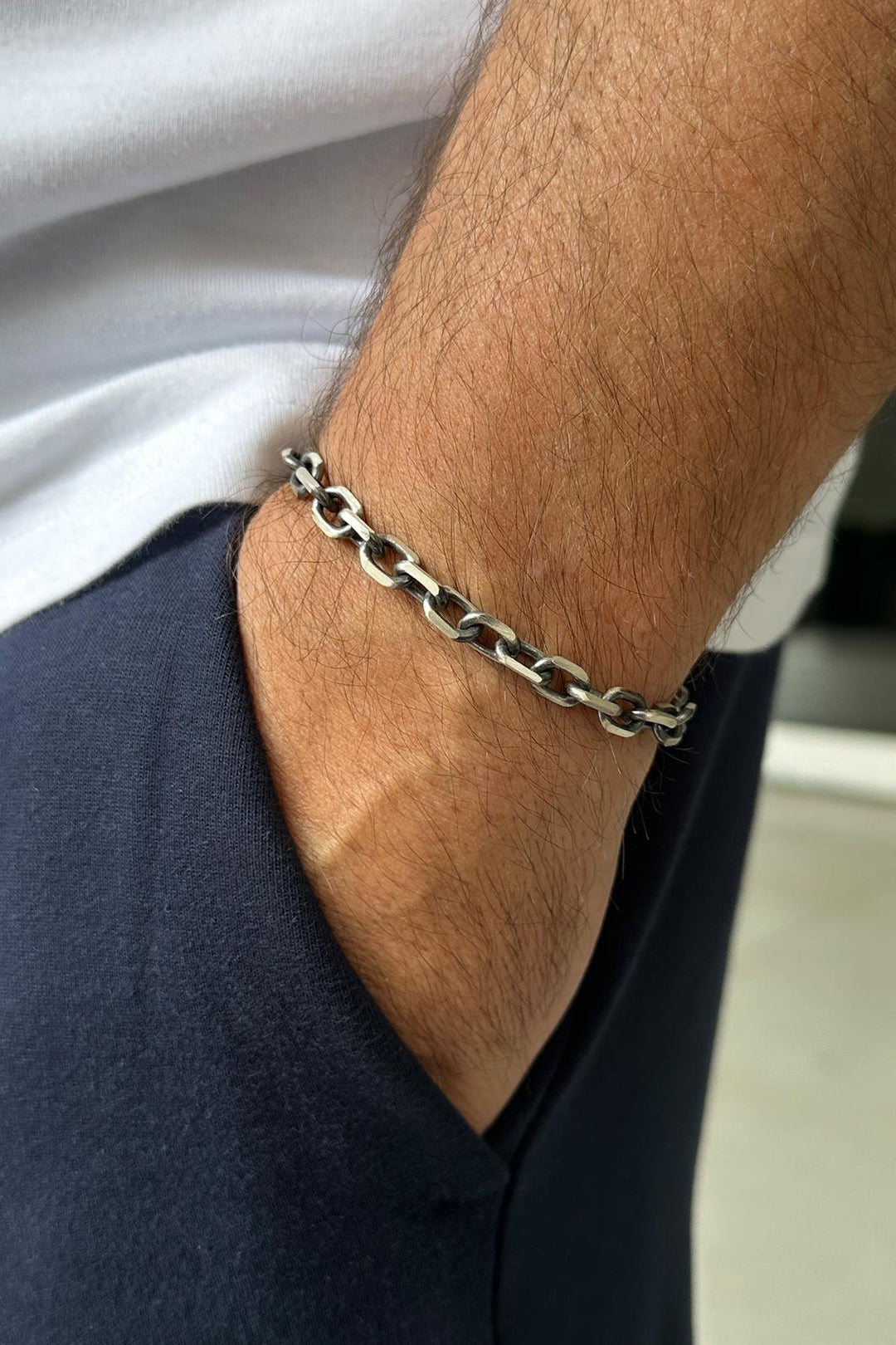 NVM FRNCH 925 Sterling Silver Italian Model Oxidized Silver Color Men's Bracelet FRJ12024-3024-A - Antelope