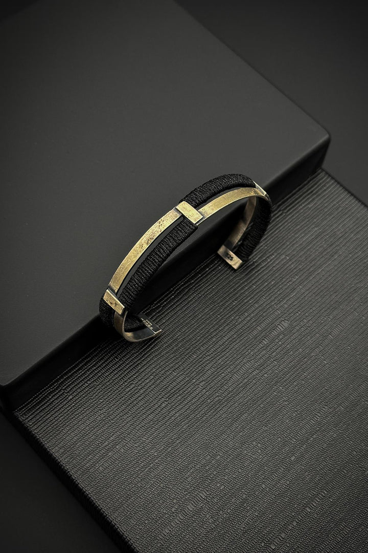 NVM FRNCH 925 Sterling Silver Italian Model Black Color Men's Bracelet FRJ11996-2096-B2 - Keizer