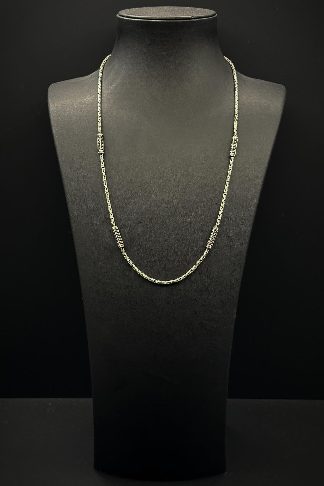 NVM FRNCH 925 Sterling Silver Italian Model Black Zircon Stone Silver Color Men's Necklace FRJ30770-870-S - Stendal