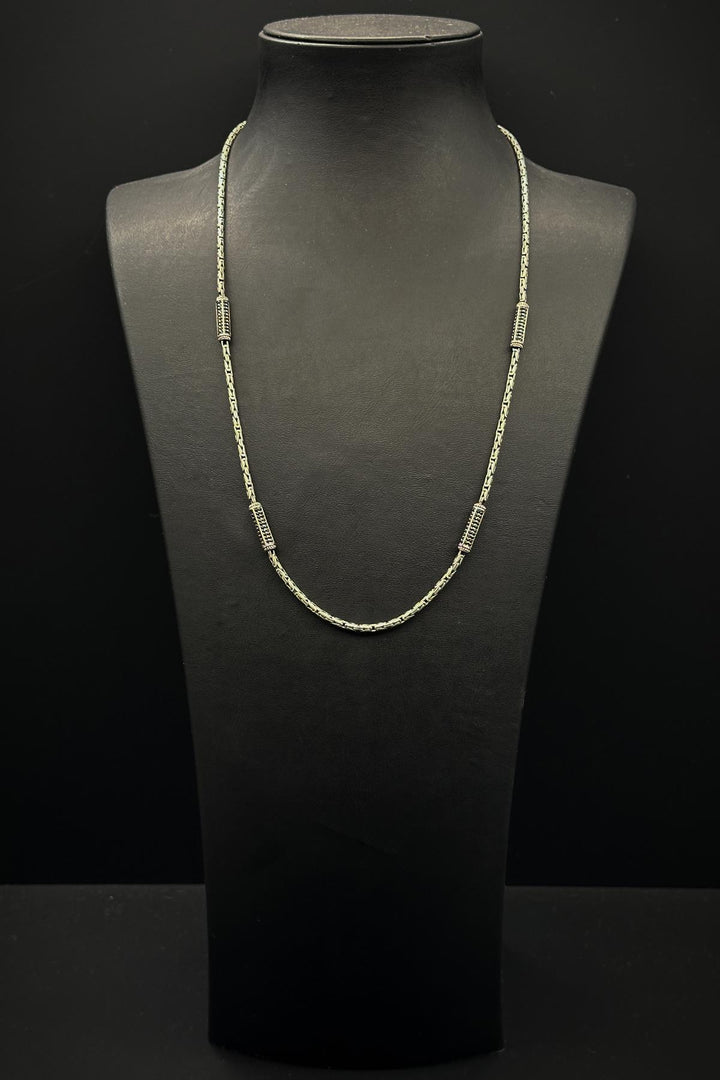 NVM FRNCH 925 Sterling Silver Italian Model Black Zircon Stone Silver Color Men's Necklace FRJ30770-870-S - Stendal