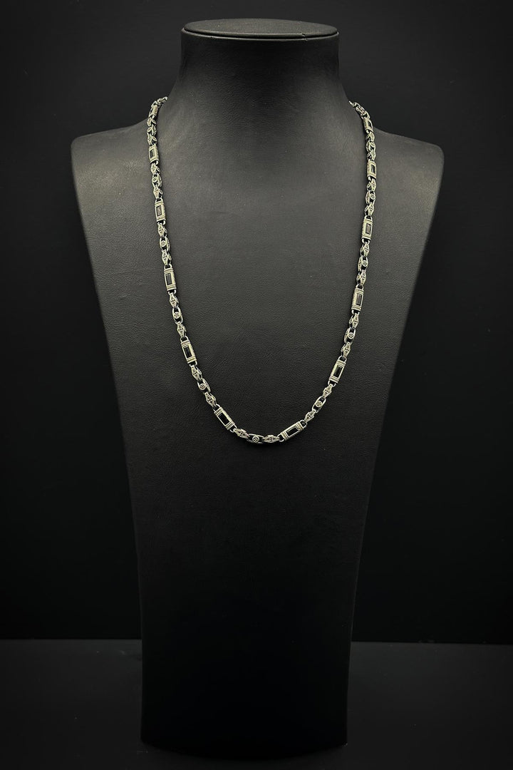 NVM FRNCH 925 Sterling Silver Italian Model Black Zircon Stone Silver Color Men's Necklace FRJ30809-909-S - Huntersville